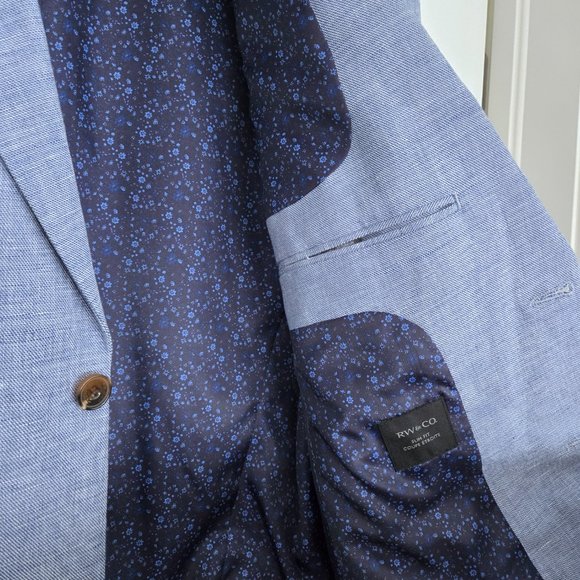 Light Blue Linen Men's Blazer RW&Co - Picture 3 of 4
